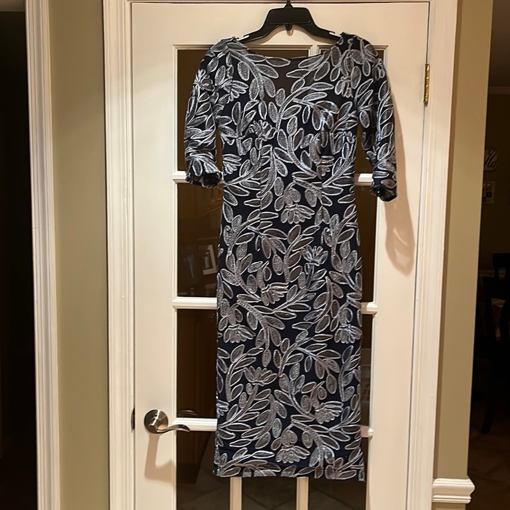 JS collections Navy embroidered dress.